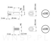 100 x Złącze meblowe śrubowe Ø 8 mm M6 (30 - 38 MM) do szafek, płyt meblowych - 4