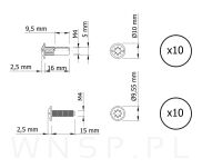 10 x Złącze meblowe śrubowe Ø 5 mm M4 (21 - 27 MM) do szafek, płyt meblowych - 4