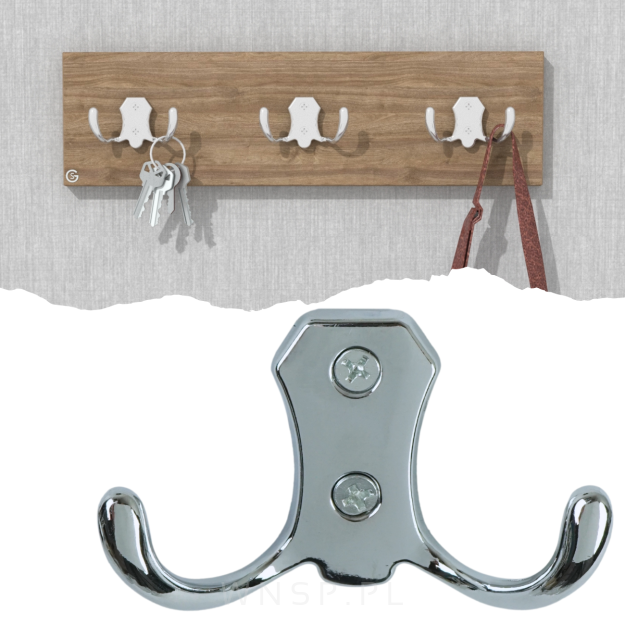 Haczyk 2 ramienny wieszak przykręcany, chrom