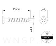 Wkręty hartowane stożkowe do drewna 3,5 X 25 mm - 2