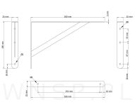 Wspornik, konsola do półki ściennej, wiszącej 300 x 190 x 25 mm - 2