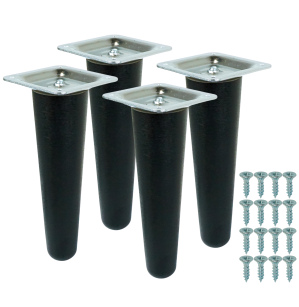4x Noga bukowa prosta UNIQ 15 CM z blachą montażową