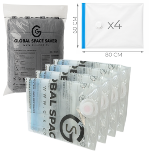 WORKI PRÓŻNIOWE 80 x 60 CM ZESTAW 4 SZTUK, NA UBRANIA, ZABAWKI DO SZAFY, GARAŻU, PIWNICY, NA STRYCH MOCNE GRUBE