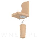 Noga trapez prosta 20 cm, bukowa, surowa 50 / 40 mm z blachą montażową - 4