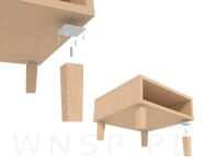 Noga trapez prosta 20 cm, bukowa, surowa 50 / 40 mm z blachą montażową - 8
