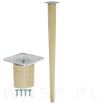 Zestaw 4x Noga meblowa do stołu 73,9 cm, dąb, surowa - 3