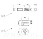 Złącze meblowe połączenie mimośrodowe 10 kpl. zaczep 24 mm, komplet złącza do mebli - 2