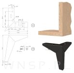 4x Noga meblowa GWIAZDA 17,5 cm, czarny mat - 2