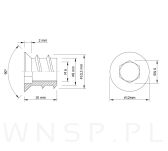 M6 X 10 mm - Mufa wkręcana z kołnierzem do drewna - 3
