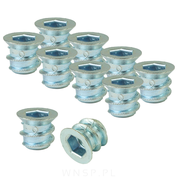 M6 X 10 mm - Mufa wkręcana z kołnierzem do drewna