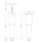 Noga bukowa prosta, stożek 25 cm srebrny z blachą montażową - 2