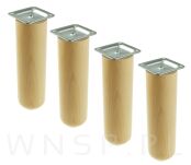 Nóżka bukowa lakierowana 20 cm, walcowa 60 mm z blachą - 4