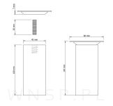 4x Noga kwadratowa dębowa 45 x 45 mm, 10 CM, surowa z blachą montażową - 2