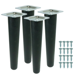4x Noga bukowa prosta UNIQ 25 CM z blachą montażową