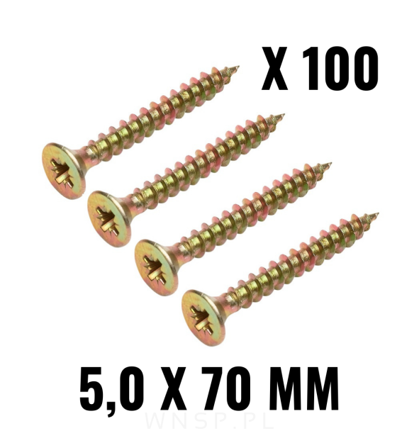 Wkręty hartowane stożkowe do drewna 5,0 X 70 mm