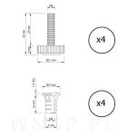 Regulator, stopka meblowa M6 X 25 mm z mufą wbijaną M6 - 2