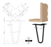 Noga stalowa z pręta 12 mm, typ Hairpin, czarna 15 cm - 2