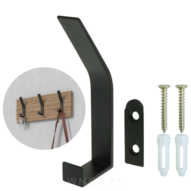 Wieszak podwójny przykręcany do ściany, czarny