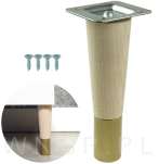 Nóżka bukowa prosta stożek 20 cm surowa, z nakładką antico - 2