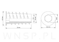 Mufa M8 X 25 mm - Nakrętka do drewna typ DC - 2