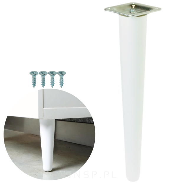 Noga bukowa prosta UNIQ - 40 cm z blachą montażową