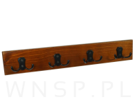 Wieszak ścienny na ubrania, z 4 haczykami, orzech - 3