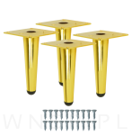 Nogi stalowe proste 13 cm, zestaw z wkrętami, złote - 4
