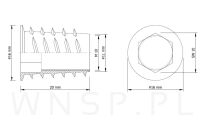 Mufa M10 X 20 mm- Nakrętka do drewna typ DC - 2