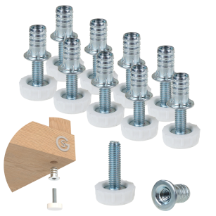 10x Zestaw Stopka meblowa regulator do mebli, nóżka do mebli M6 x 20 z mufą