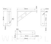 Wspornik, konsola do półki ściennej, wiszącej 150 x 125 x 29 mm - 2
