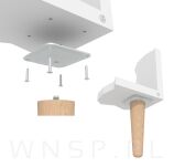 4x Noga bukowa prosta UNIQ 15 CM z blachą montażową - 8