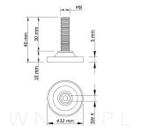 Regulator, nóżka, stopka meblowa M8 X 40 mm - 3