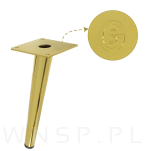 Noga stalowa skośna stożek 20 cm, z blachą montażową, złota - 6
