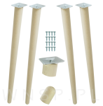 Zestaw 4x Noga meblowa do stołu 72,9 cm, buk, surowa - 4