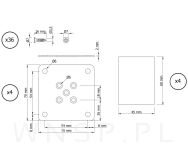 Nogi dębowe 6 CM, nóżki kwadratowe drewniane dąb, zestaw z blachami i wkrętami - 2