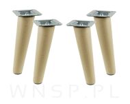 Noga bukowa skośna, stożek 25 cm lakier bezbarwny z blachą montażową - 8