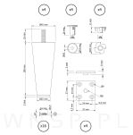 Zestaw 4 sztuk nóżek prostych lakierowanych 10 cm z różnymi mocowaniami - 2