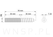 M8 X 70 mm, szpilka dwustronna 50/50 - 9