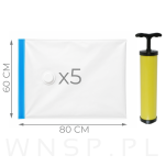 WORKI PRÓŻNIOWE 80 x 60 CM ZESTAW 5 SZTUK + POMPKA GRATIS, NA UBRANIA, KOCE, POŚCIEL DO SZAFY, GARAŻU, PIWNICY, NA STRYCH MOCNE GRUBE - 2