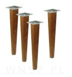 Noga bukowa prosta, stożek 35 cm orzech z blachą montażową - 10