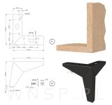 Noga meblowa GWIAZDA 10,5 cm, czarny mat - 2