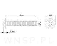 Wkręt M6 X 40 mm, podkładkowy - 2