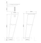 Noga dębowa skośna, stożek 20 cm lakierowana z blachą montażową - 3