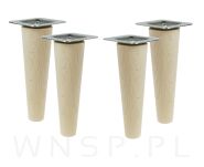 Noga bukowa prosta, stożek 15 cm surowa z blachą montażową - 10