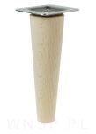 Noga bukowa prosta, stożek 15 cm surowa z blachą montażową - 4
