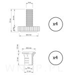 Regulatory, stopki meblowe 4 sztuki M10 X 25 mm z mufą wbijaną M10 - 2