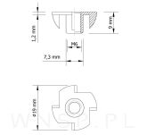 Nakrętka pazurkowa M6 x 9 mm, kłowa stalowa 100 sztuk kotwa wbijana do drewna - 2