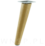 Noga dębowa skośna, stożek 45 cm lakierowana z blachą montażową - 4