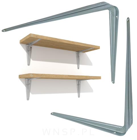 20x Wsporników do półki ściennej 410 x 350 mm, w kolorze srebrnym