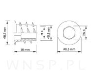 M4 X 10 mm - Nakrętka mufa do drewna typ DC - 2